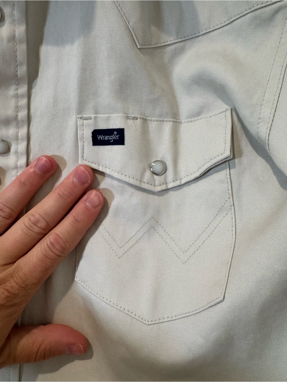 Wrangler Light Cream Western Snap Shirt - Picture 3 of 6
